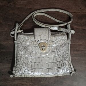 Brahmin Mojito Croc-Embossed Leather Khaki Crossbody Bag